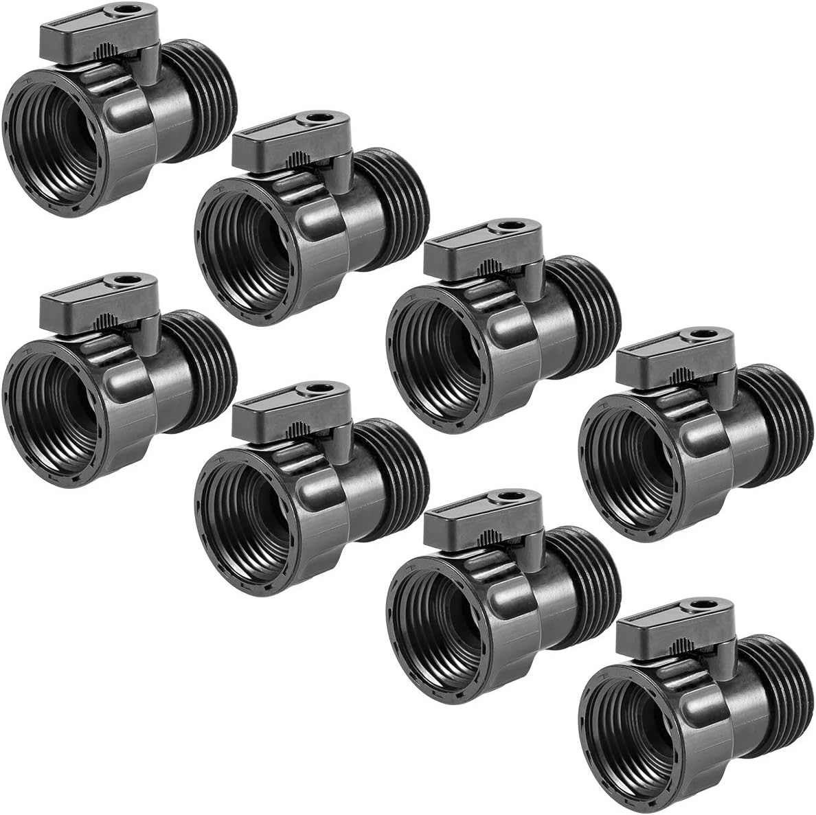 Cosweet 8 Pack 3/4'' Plastic Garden Hose Shut Off Valve- Standard Water Shutoff Valve Shut-Off Ball Valve Thread Connector Coupling for Telescopic Water Pipe Water Gun Valve Control