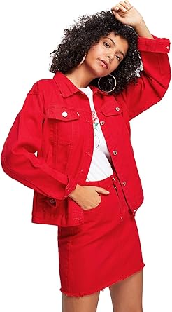 red jean jacket womens