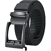 LionVII Men's Ratchet Belts, 1 3/8" Casual Nylon Strap Belt for Men with Click Buckle, Adjustable Trim to Fit 27-49" Waist