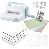 6inch Manual Die Cutting Machine Kit, A5 Embossing Machine with Beginner Accessories for Scrapbooking Starter,Cardmaking,Paper Craft (Blue)