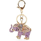 TOPASION Lucky Elephant Keychain Rhinestone Key Chain for Women Car Purse Handbag Charm
