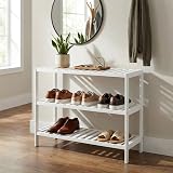 KEPLIN Natural Bamboo 3 Tier Shoe Rack White 70x55x25cm 9 Pairs view 8