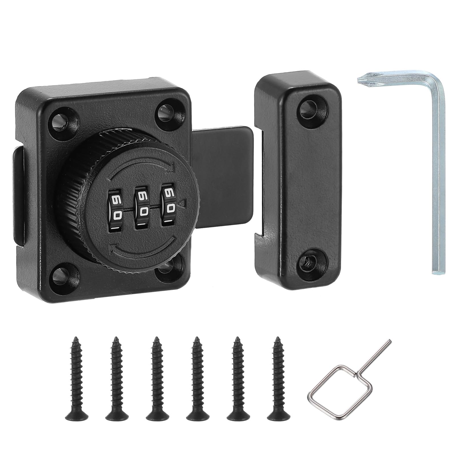 PATIKIL Cabinet Password Latch, Zinc Alloy Keyless Combination Lock 3-Digit Password Cabinet Lock Safety Lock with L-Screwdriver for Cabinet Drawer Cupboard, Black