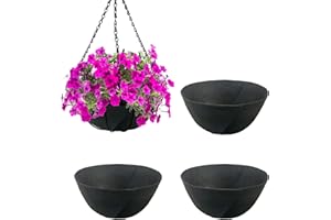 Sumloty 4 Pack 12 Inch Fabric Planter Basket Liner- Felt Flower Pot Liners Replacement Coco Fiber Liner for Hanging Basket Flowers Round Hanging Basket Liners Prevent Birds from Nesting