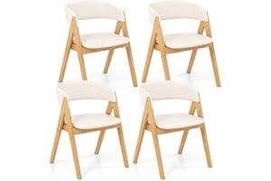 Giantex Wooden Dining Chairs Set of 4, Modern Padded Kitchen Chairs w/Curved Backrest & Rubber Wood Frame, Max Load 400 Lbs, 