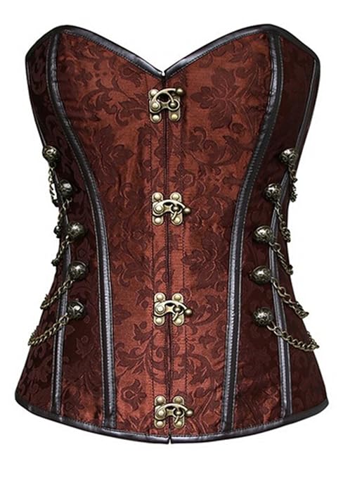 title=Corsetto donna steampunk con catene acciaio