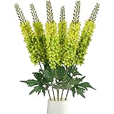 ICBOX 6PCS Delphinium Artificial Flowers 29.5" Realistic Green Silk Flowers Faux Snapdragon Flowers Long Stem Fake Hyacinth for Tall Vase Wedding Home Garden Decor (Green)