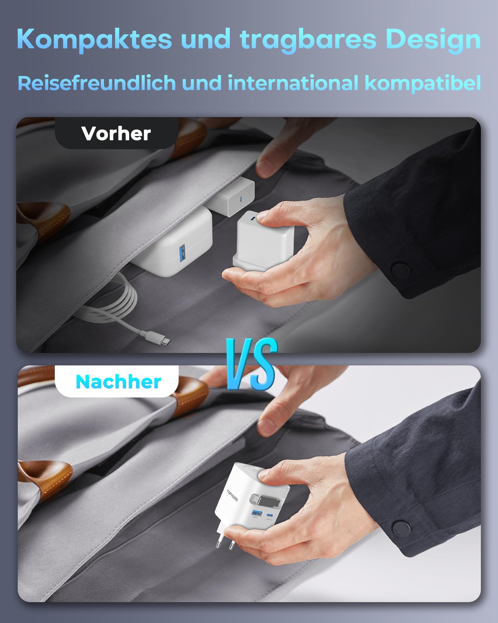 Einziehbares 65W USB C ladegerät mit Kabeln für Apple Watch, 4-Port GaN USB C Ladegerät Netzteil mit Schnellladekabel für Apple Watch Ultra/11/10/9/8/7 Serie, MacBook Serie, iPhone, iPad, Galaxy. Weiß 6