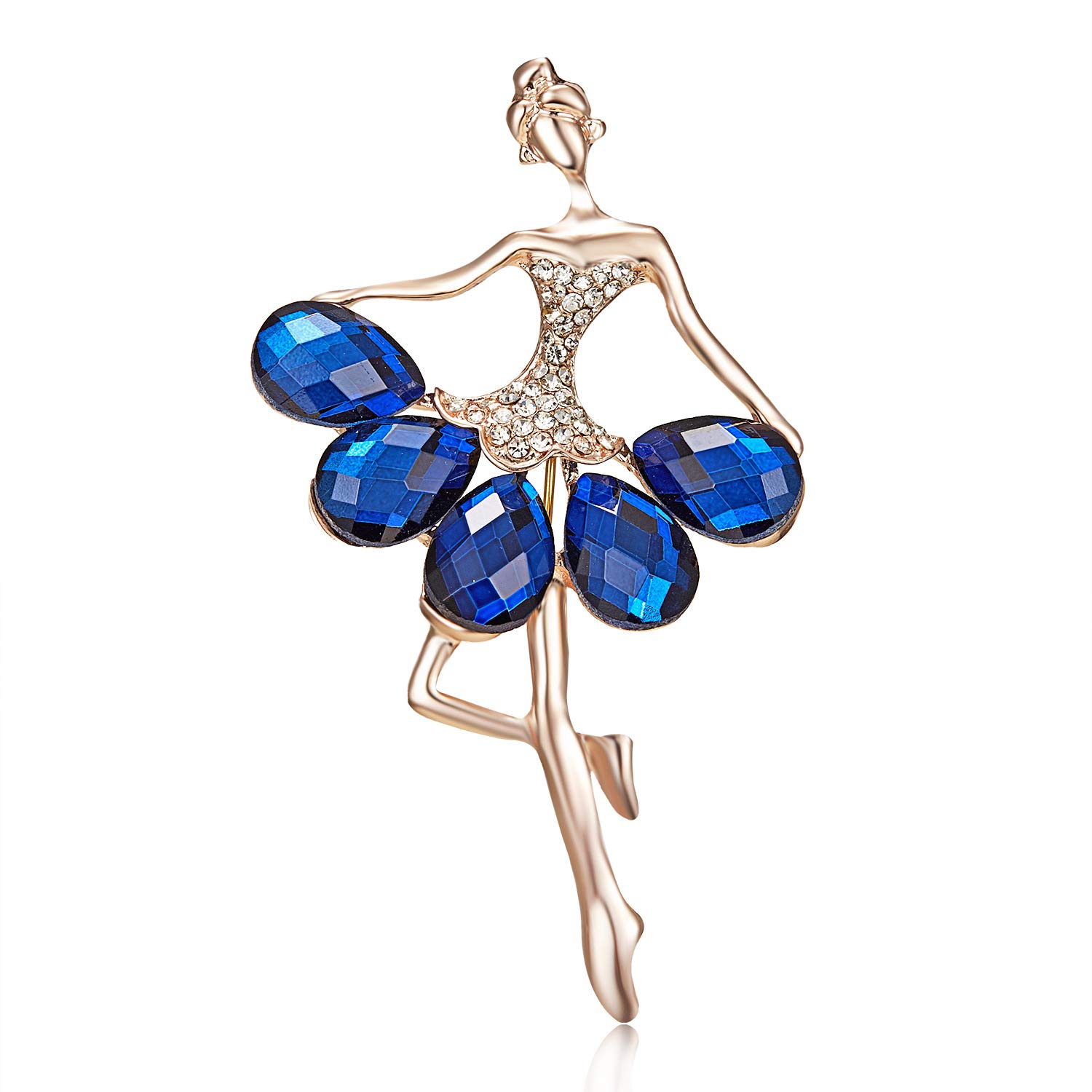 Brooches for Women, Women’s Brooch Alloy Rhinestone, Dancing Girl Brooch, Ballet Girl Brooch, Colourful Exquisite Elegant Brooch for Girls Blue