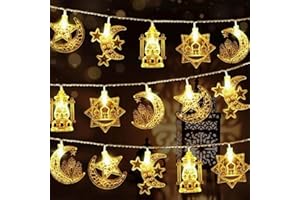 WODJR 3M 20 Ramadan String Lights Eid Mubarak Patry Decorations Eid Mubarak String Lights with Star Moon Fairy Battery - Oper