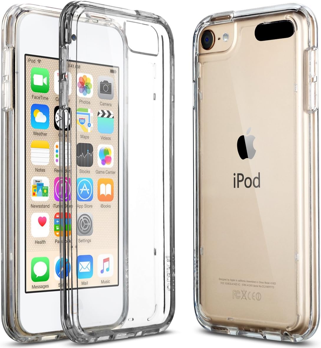 ULAK Soft TPU Bumper PC Back Hybrid Case for iPod Touch 6/iPod Touch 5/iPod Touch 7 - Retail Packaging - Clear Slim
