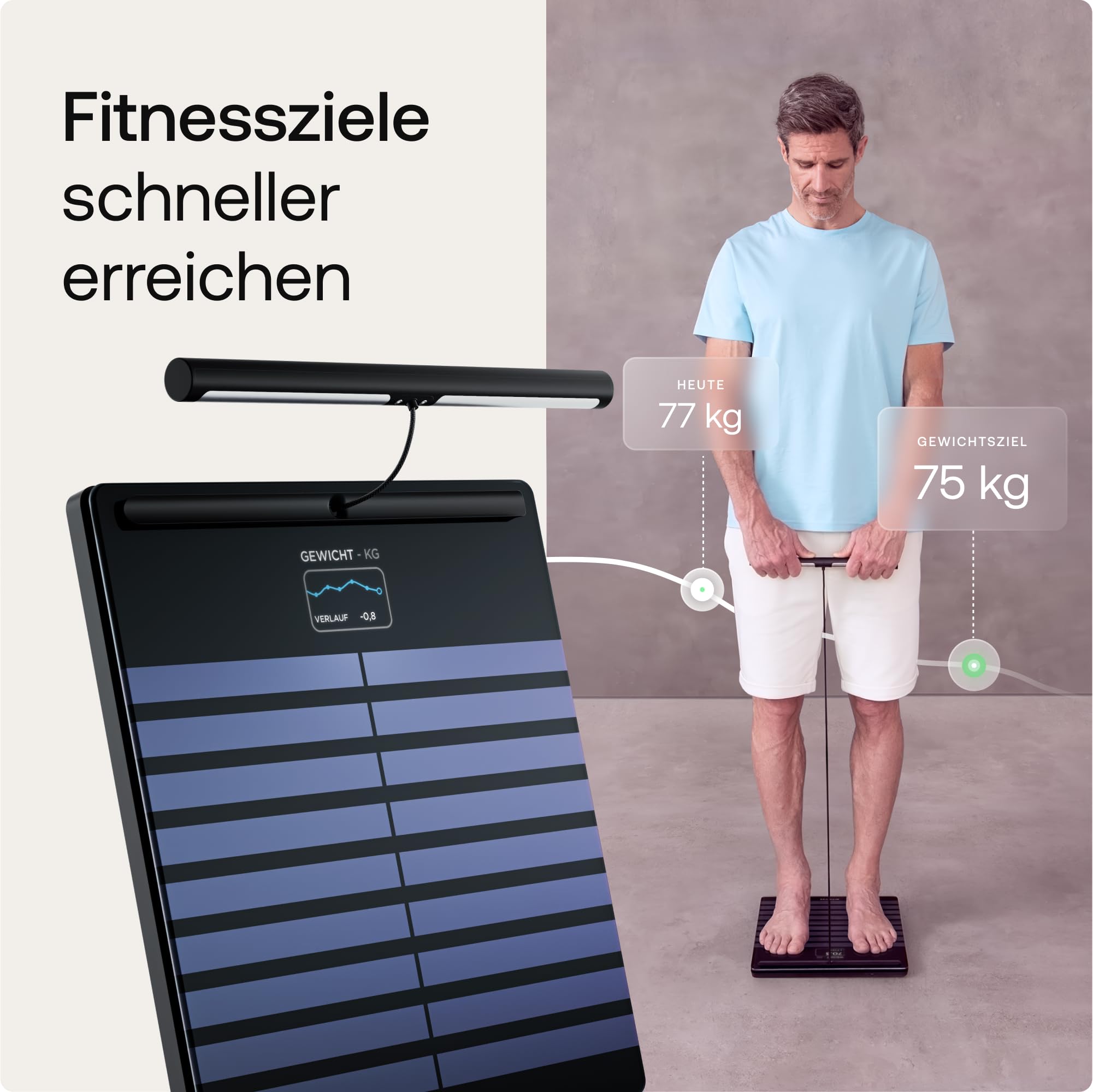 WITHINGS Body Scan - Vernetzte WLAN-Waage zur Verbesserung Ihrer Gesundheit, BIA-Personenwaage, Analyse der Körperzusammensetzung, Körperfett, Muskelmasse, Wasseranteil, Elektrokardiogramm, Schwarz 3