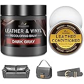SHABEIBEI Leather Recoloring Balm with 100ml Mink Oil, Dark Gray Leather Repair Kit and Scratch Remover for Furniture, Car Seats, Sofas, Dye & Restorer for Couches, Vinyl, PU, Faux