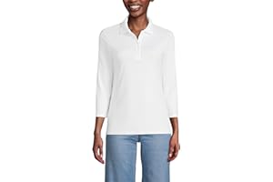 Lands' End Women's 3/4 Sleeve American-Grown Supima Cotton Polo Shirt