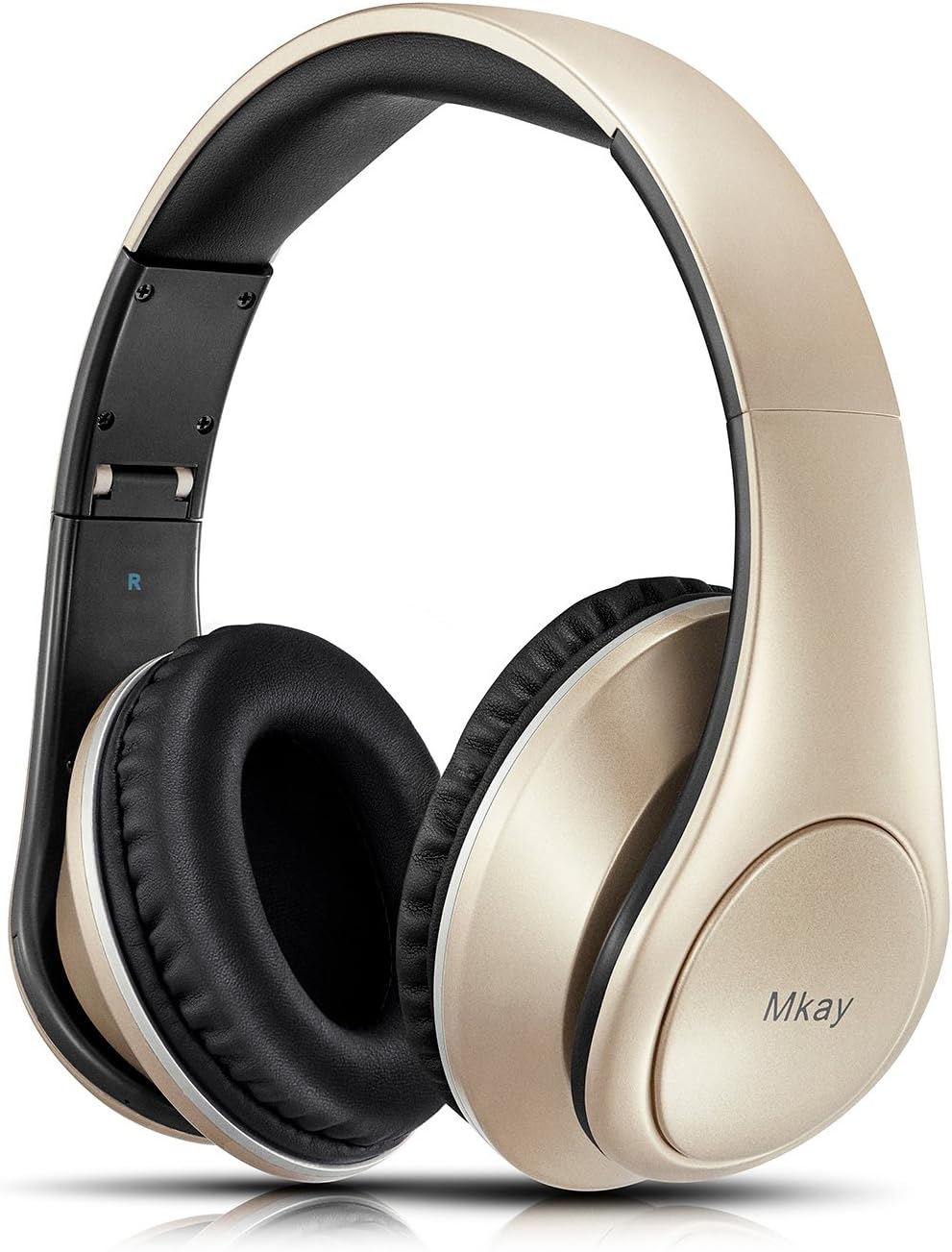 Bluetooth Headphones Over Ear, Mkay Wireless Stereo Headset V4.2 with Deep Bass, Foldable & Lightweight, Perfect for Cell Phone/TV/PC/Travelling (Gold)