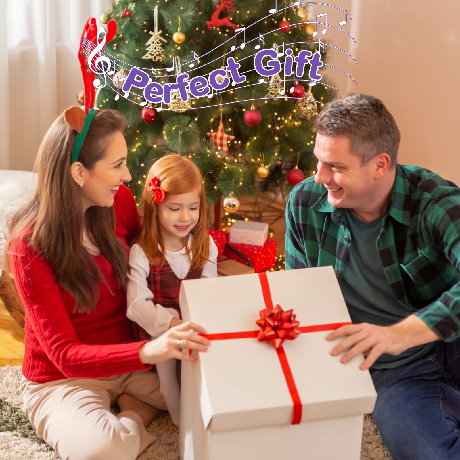 Lewtemi Set of 3 Saxophone for Kids Christmas Musical Instruments Toy Saxophone Toy Trumpet and Clarinet with 8 Colored Coded Keys Teaching Songs Gifts for Toddlers Children(Gold)