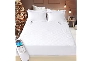 DAICO Heated Mattress Pad Twin Size Soft and Warm Cover 10 Heat Settings Electric Mattress Pad, 1-12H Auto Off, Fast Heated Mattress Topper Deep Elastic Pocket, 39''x75'', White
