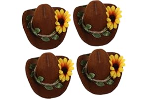 Totority 4pcs Mini Pet Cowboy Hats Adjustable Felt Small Animal Costume Accessories for Hamsters Guinea Pigs Snakes and Birds