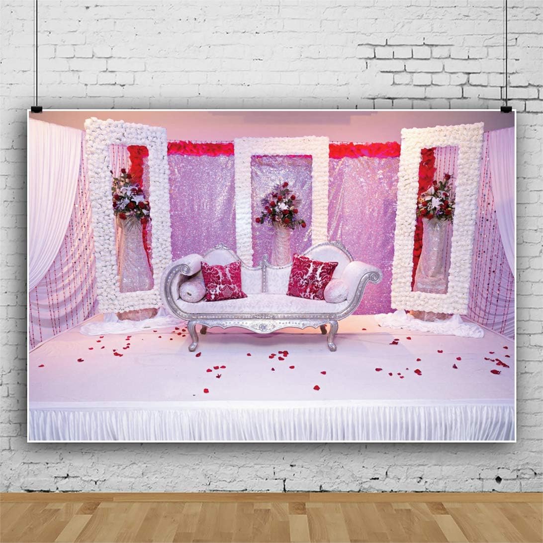 AOFOTO 9x7ft Indian Wedding Stage Backdrop for Photography Asian Tradition  Marriage Ceremony Curtains Throne Bench with Pillows Decorations Flower  Petals Bouquet Background Photo Studio Props Vinyl Lighting & Studio  avenueeventgroup.com