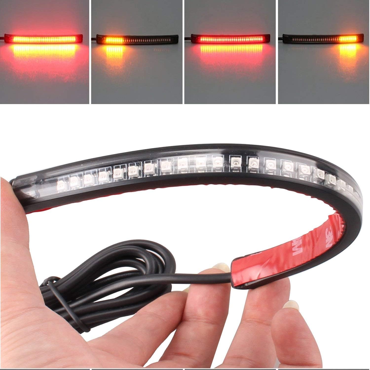 Heart Horse 3528 + 3014 32 SMD Universal Motorcycle LED Strip Tail Brake Stop LED Light Turn Signal Light Strip Flexible Stop Light