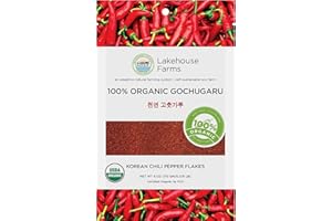 Lakehouse Farms 100% Organic Korean Chili Pepper Flakes/Powder (Gochugaru) - The Only U.S. Grown Organic Certified Korean Pepper Flakes (6 Ounce - Fine)