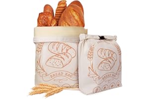 HONIITAA 2 Pack Beeswax Bread Bags with Zipper, Sourdough Bread Storage for Homemade, Freezer Storage Bag to Keep Fresh, Large Cotton Beeswax Container, Baguette Bag with Liner, Kitchen Baking Supplies