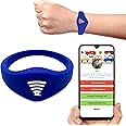 Sharewear Smart Bands for Kids if Lost, Child Safety ID Wristband, NFC Bracelet for Children, Smart Medical ID Band, Lost Kids, Disney Essentials, Child Bracelet for Disney (Blue)