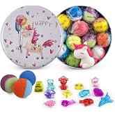 12pcs Bath Bombs for Kids with Surprise Crystal Toys Inside | Natural and Organic Bubble Bath Fizzies, Birthday Easter Gift for Girls and Boys