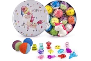 DOVIPE Bath Bombs for Kids, 12pcs Bath Bombs with Surprise Crystal Toys Inside, Handmade Natural and Organic Bubble Bath Fizzies, Birthday Easter Gift for Girls and Boys
