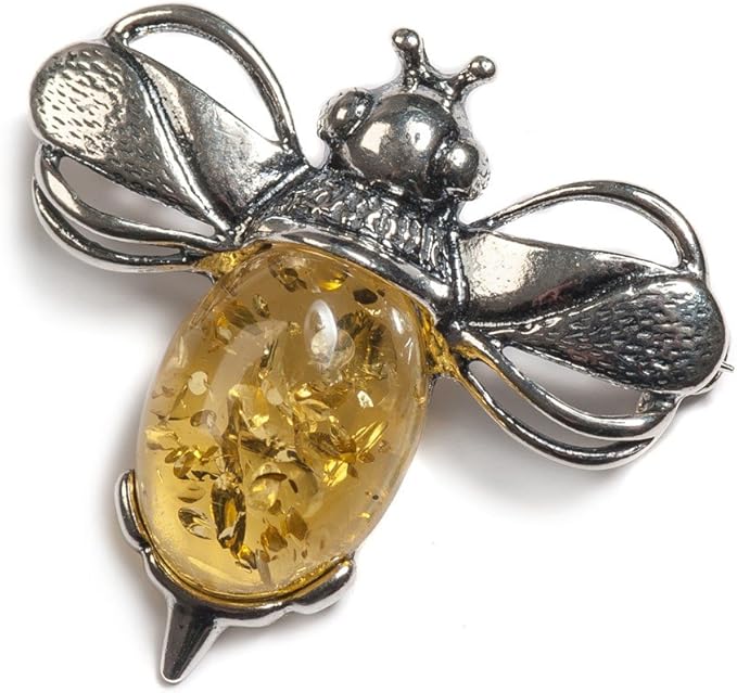 クラシックバルト海琥珀 イエローアンバー シルバー 蜂のブローチ ブローチ 通販 Amazon