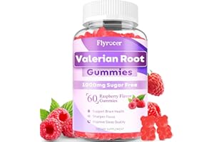 FLYROCER Valerian Root Gummies - Sugar Free Valerian Root Supplement for Adults, Herbal Supplement for Relaxation, Calming & Zzz, Vegan, Raspberry Flavor, 60 Count