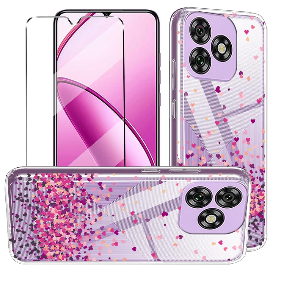 HuiYouMY 2-in-1 Case Compatible with Oukitel C53 Cover with 1 Pack Tempered Glass Screen Protector for Oukitel C53, Slim Fit Soft TPU Shockproof Anti-Scratch Phone Case Cover - WM85