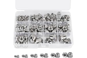 Vmuter Metric Kits Acorn Cap Nuts, 304 (18-8) Stainless Steel M3 M4 M5 M6 M8 M10 Dome Nuts for Furniture Automotive Marine Hardware, 111pcs
