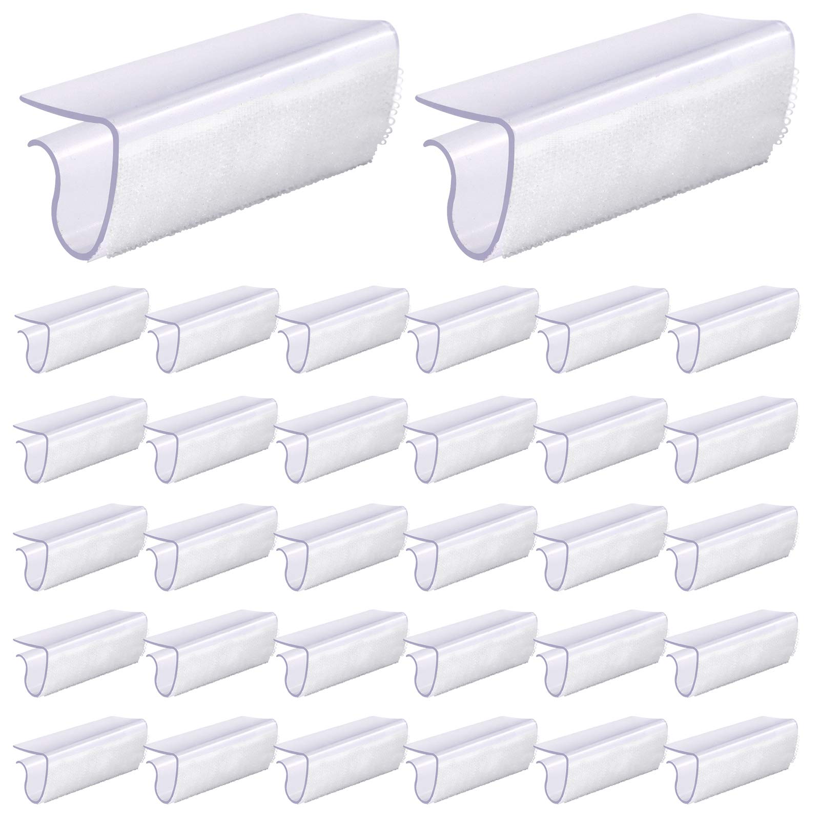 Glarks 30 Pack Rectangular Shape Plastic Table Cover Clips Tablecloth Clips Table Skirting Clips with Hook and Loop for 3/4 to 1 inch Table for Indoor Outdoor Wedding Party Picnic Events