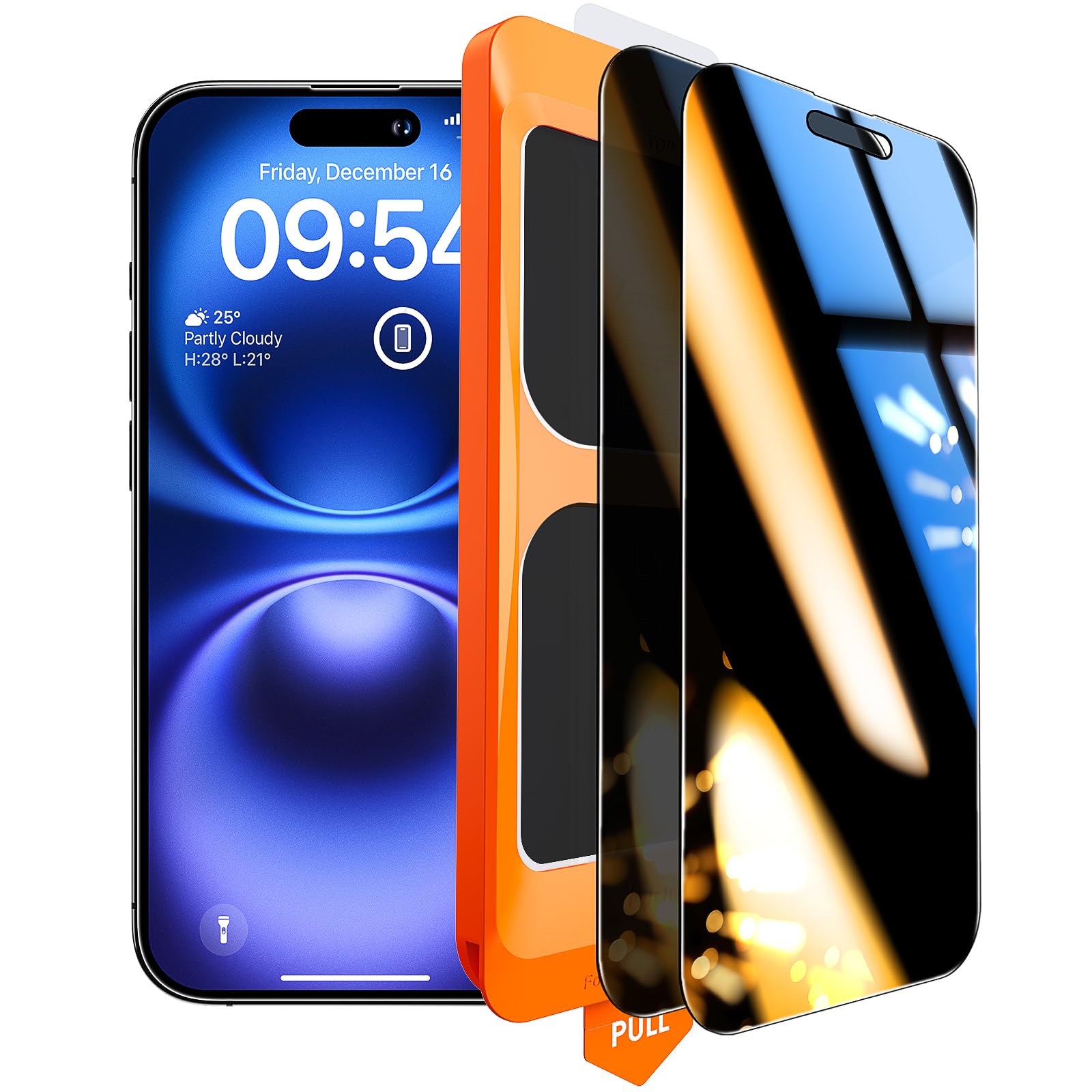 TOCOL 2 Pack for iPhone 16 Privacy Screen Protector 6.1-Inch, True 25°Anti Spy, Instant Installation, Tempered Glass, Military Grade Shatterproof, Case Friendly, HD Full Coverage Protection