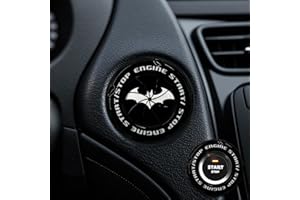 EPOCHHIKE Rotary Push Start Button Cover, Car Motorcycle Ignition Key Switch Cover, Start Stop Button Cover Decoration DIY Car or Motorcycle Interior Decor (Bat-Black2)