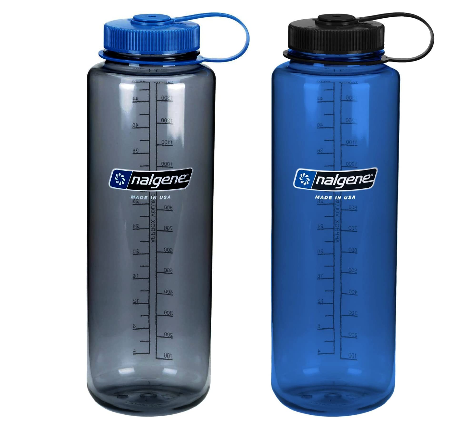 Photo 1 of Sustain BPA-Free Water Bottle, Silo 48 oz, Wide Mouth - 2 Pack (Gray/Blue)