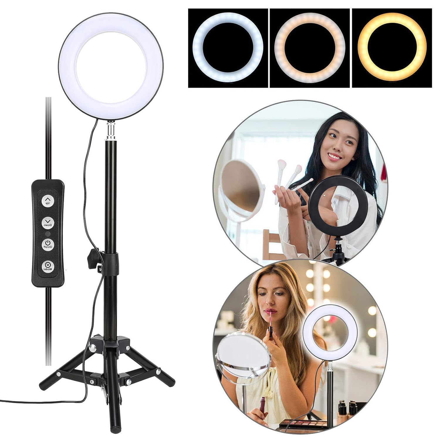 調整 照明 ストリーム ライブ 自撮り リングライト 調光可能 6インチ Zomei スティック B07mqwz2yq 照明モード 3色 キット 照明 ビデオ 写真 カメラ アウトドア ランプ リング Led ミニ 写真 メイクアップ 携帯電話ホルダー ミラー スタンド フラッシュストロボ