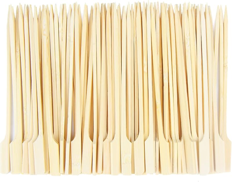 VEYLIN 100pcs Bamboo Paddle Skewers Sticks for BBQ Cocktails 15cm