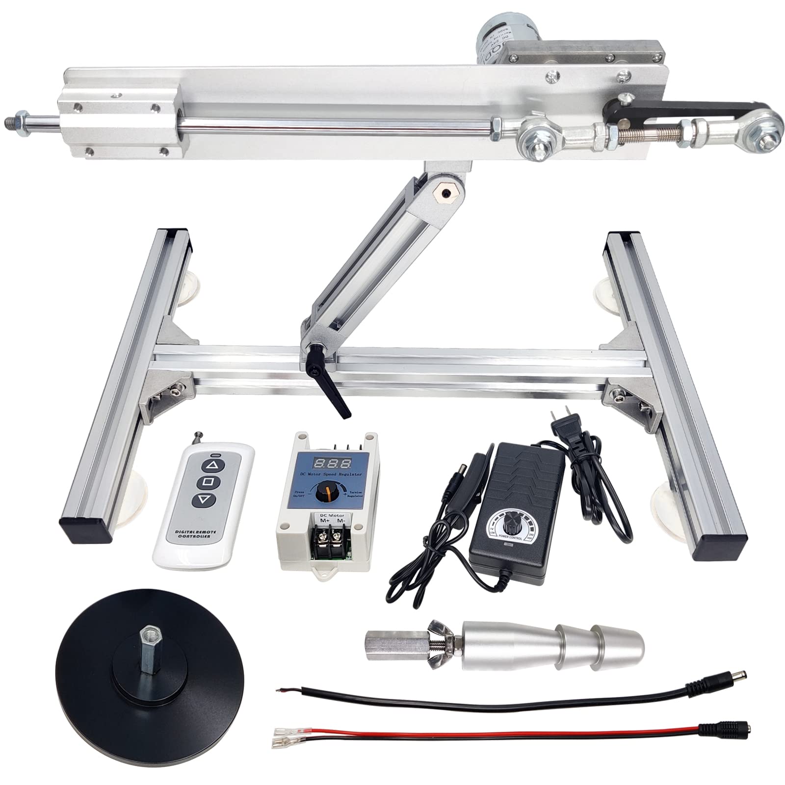 Photo 1 of JQDML Reciprocating Cycle Linear Actuator Telescopic Motor 24V 160rpm High Torque 30lbs Stroke 30mm-150mm Adjustable,with Stand,Remote Controller,Suction Cup,Big End Connector(24V150mm160rpm)