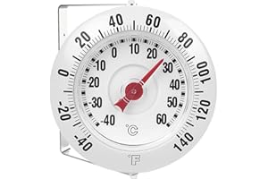 CloudHand Outdoor Wall Thermometer for Patio & Garden, 3.66" Easy-Read Dial, -40–60°C / -40–140°F Dual Scale, Weather-Resistant Housing, 360° Adjustable Bracket, Battery-Free Temperature Gauge