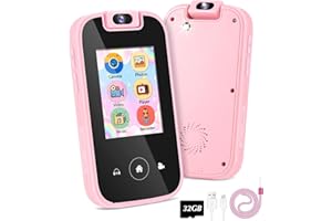 MAVREC TOYS MAVREC Kids Smart Phone for Girls 3 4 5 6 Year Old, 180° Rotatable Camera Kids Phone Toys with 32GB SD Card, MP3 Music Player, Toddler Birthday Gifts Touchscreen Play Phone for Girs 3-8 Year Old, Pink
