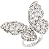 Lavencious Art Cocktail Butterfly Fashion Ring Size Adjustable from 6-8.5 Cubic Zirconia Jewelry for Women