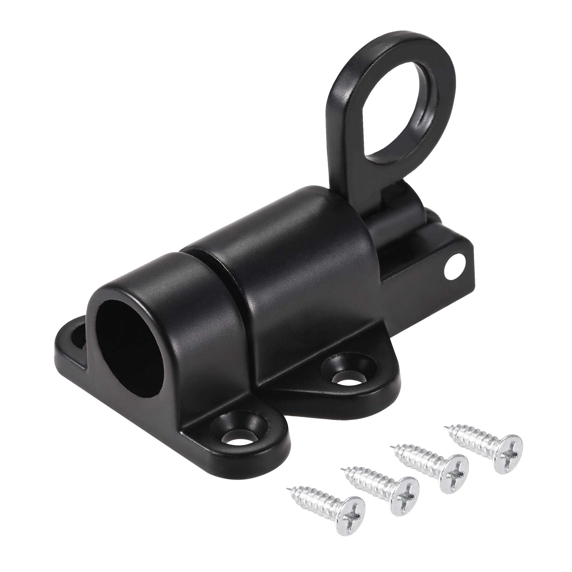 sourcing map Door Spring Bolt Aluminum Alloy Security Automatic Window Gate Latch Bounce Lock Black