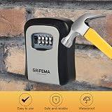 GRIFEMA Key Safe Wall Mounted 4 Digit Code Outdoor Lock Box Gray GA1003-1 view 6