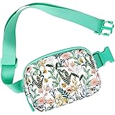 Simikol Ultra Lightweight Belt Bag Cute Crossbody Bags for Women Fashion Pattern Waist Packs Waterproof Running Workout Hiking Travel Fanny Pack,Green Flowers