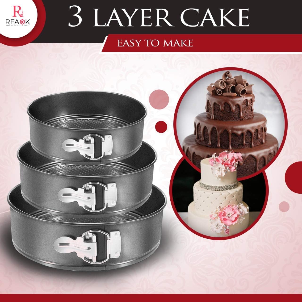 100 PCs Cake Pan Set for beginner - Springform Pan Set of 3 Round Baking Pans (4"/7"/8") Inch- Non-stick & Leakproof Bakeware Mold - Cheesecake Pan with Removable Bottom- Free Cake supplies & Ebook: Kitchen & Dining