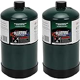 KOMAN BLUEFIRE 16.4 oz Propane Tank Camping Propane Tank Portable Canister Propane Gas Tank Small Propane Tanks for Camping Stove Outdoor Backpack Mini Burner Heater Cooking Torch Lamp(2 Pack)