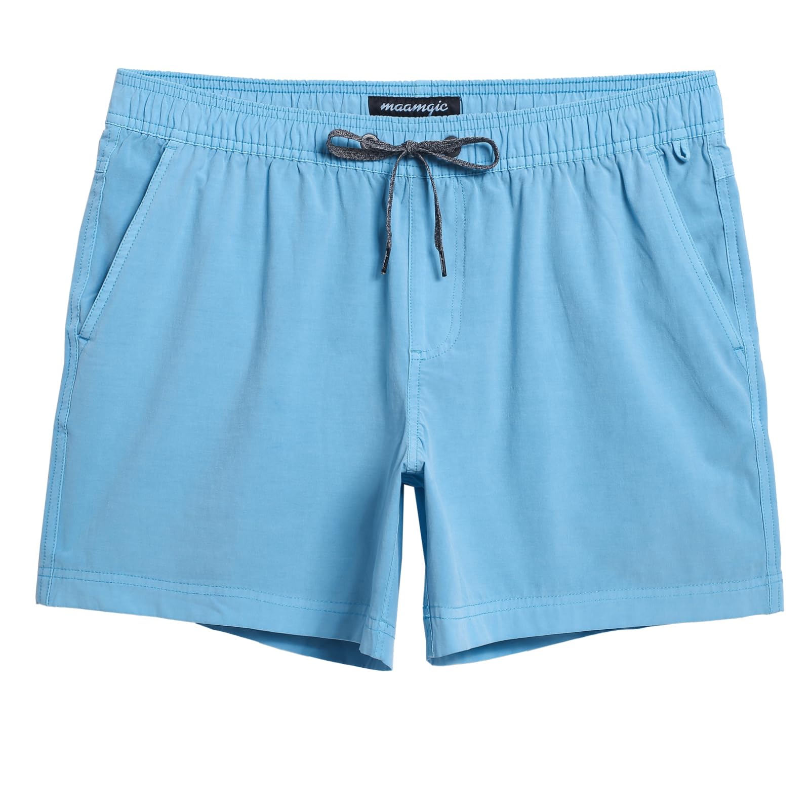 maamgic Men's 5 inch Inseam Shorts Pull-On Relaxed Fit Comfort Stretch Short Shorts with Pockets Washed Sky Blue Large Image