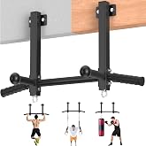 HWOOUSA Joist Mounted Pull Up Bar, 650LB Load, Fit 16" Ceiling Beam Spacing | Multi-Grip with Finger Balls, 2 Suspension Rings, Fit Solid Concrete and Wood Mount, Home Gym, Garage &amp; Basement